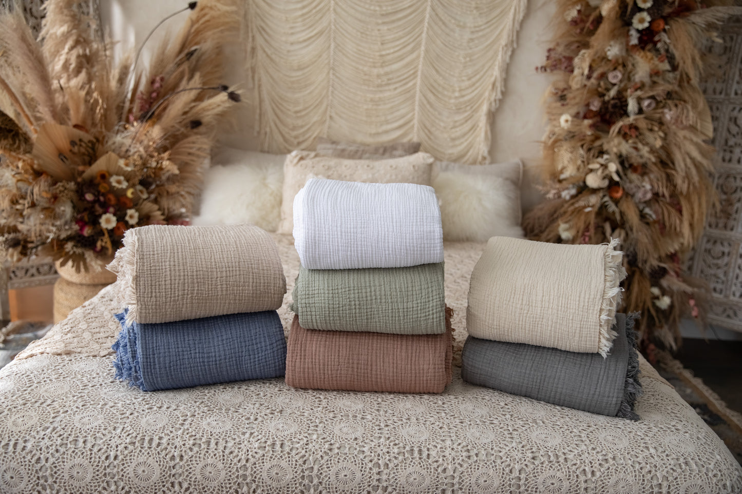 neutral tone muslin blanket