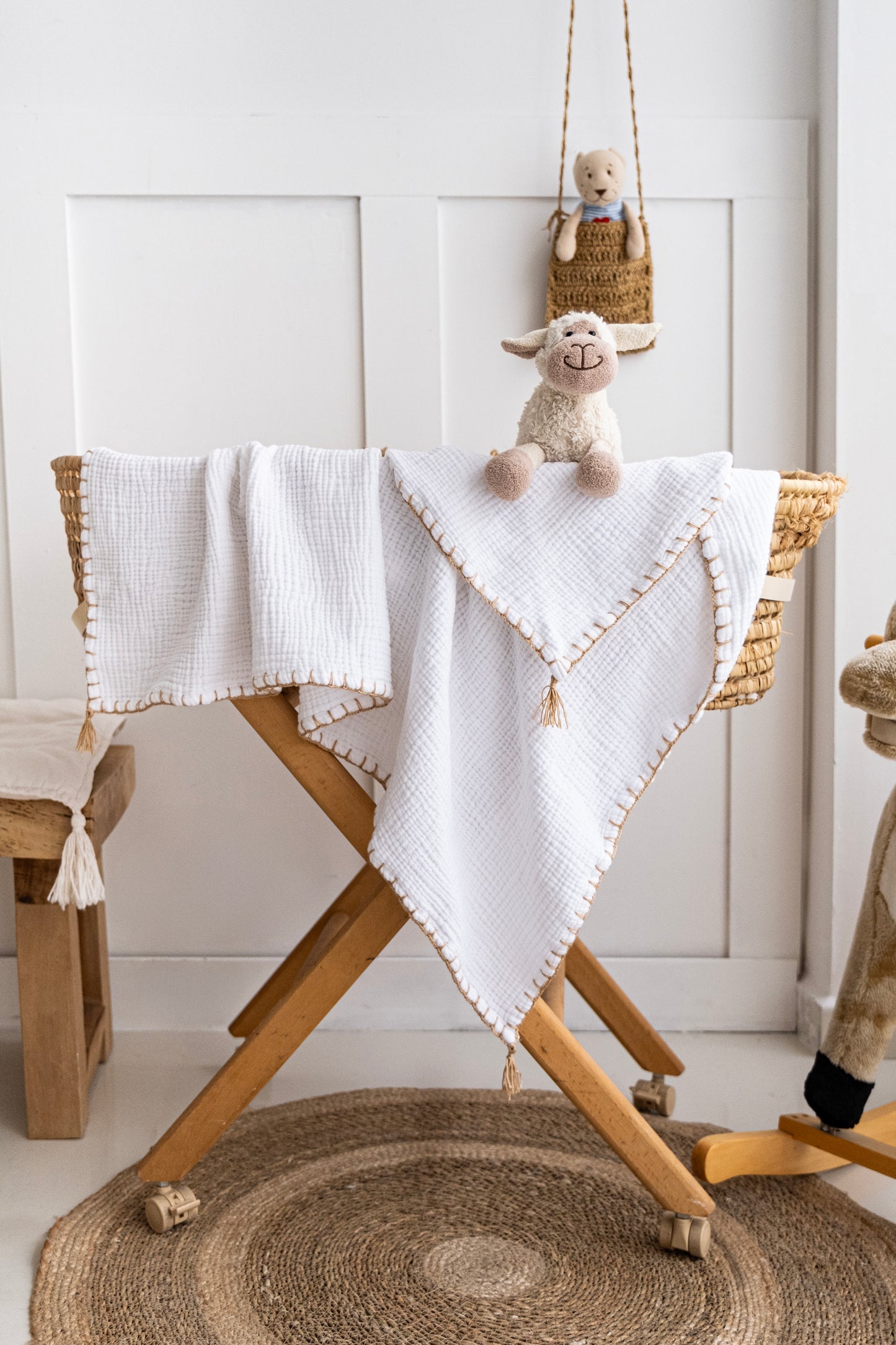 Organic white nursery blanket
