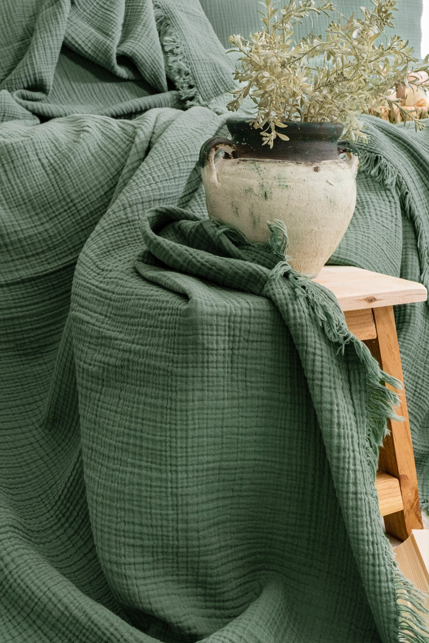 Organic muslin throw blanket