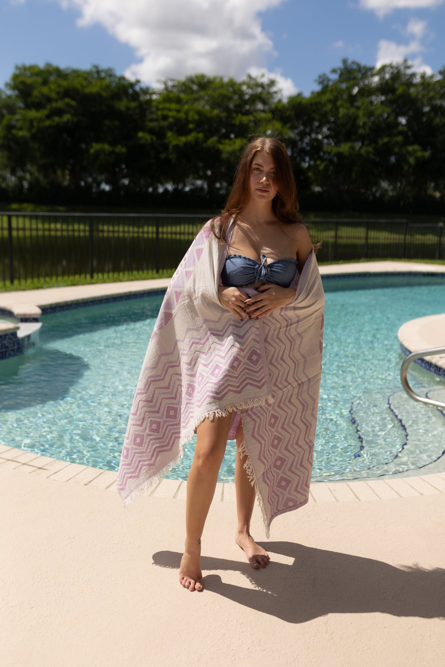 purple bath towel