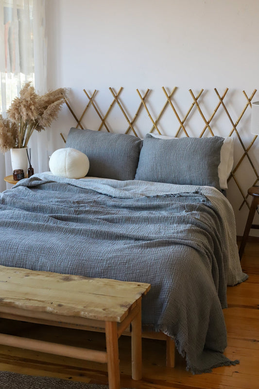 anthracite muslin king blanket for adults