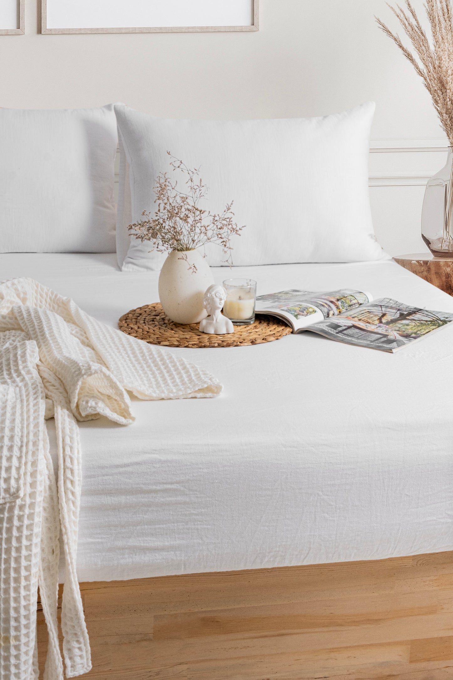 White bed sheets