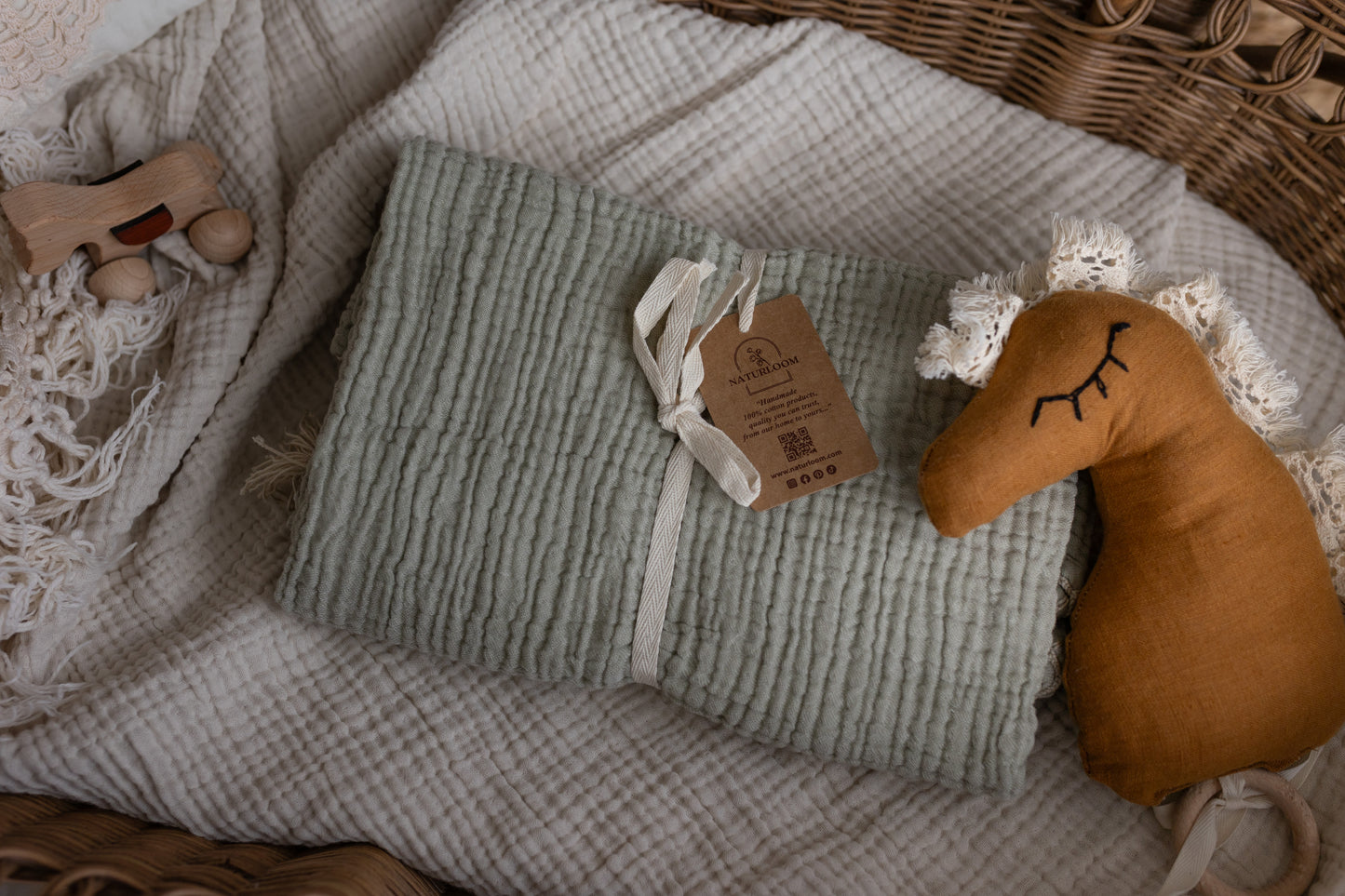 Sage green baby blanket