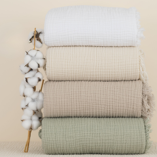 ivory organic cotton muslin blanket