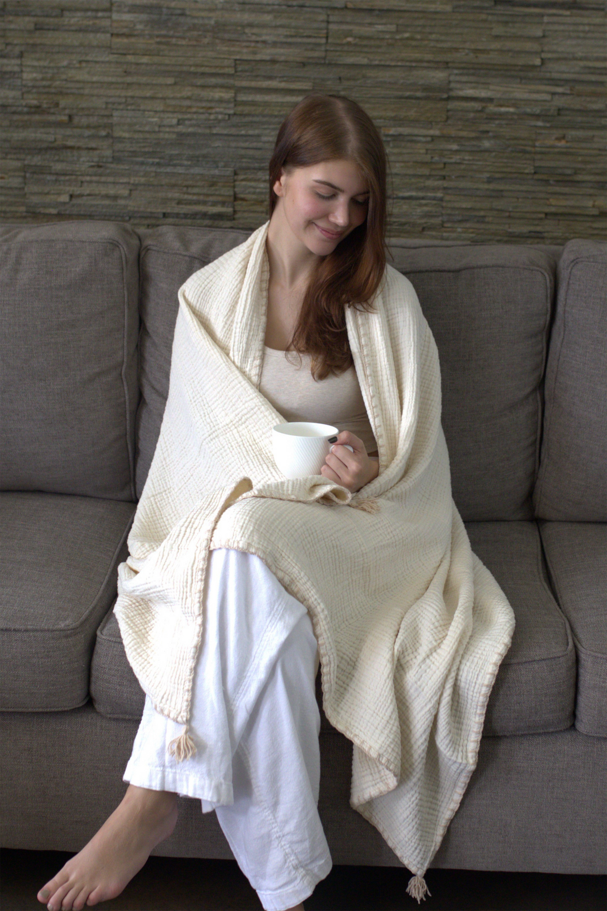 breathable ivory gauze blanket