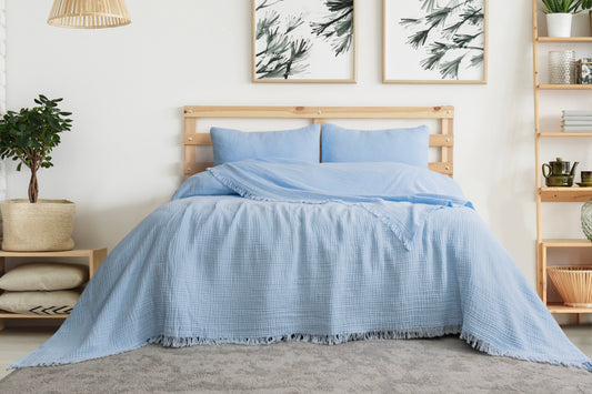 blue muslin blanket
