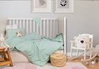 aqua blue organic crib bedding