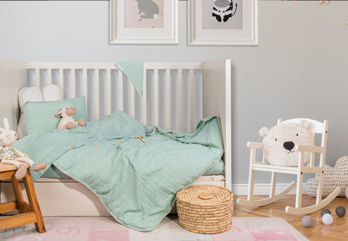 aqua blue organic crib bedding