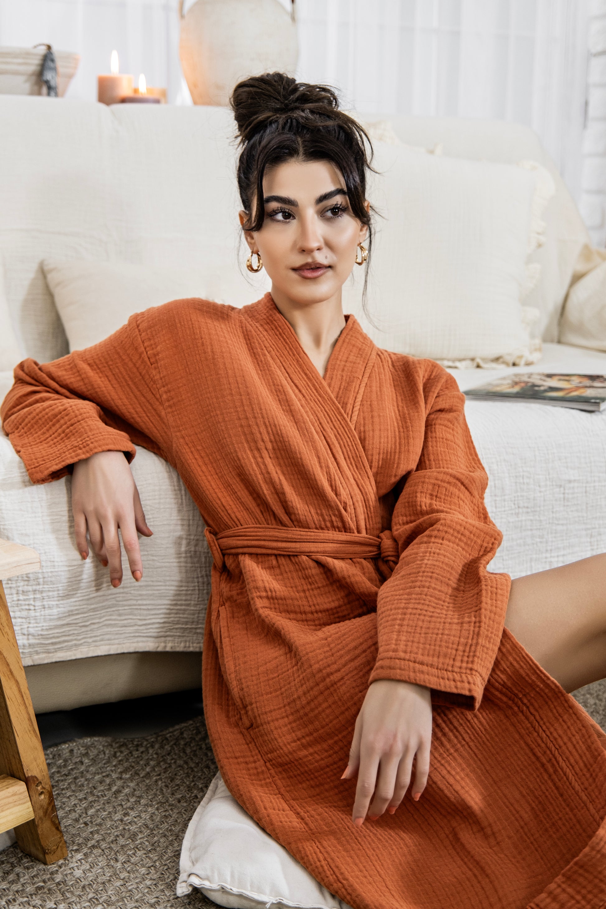 breathable cotton muslin robe