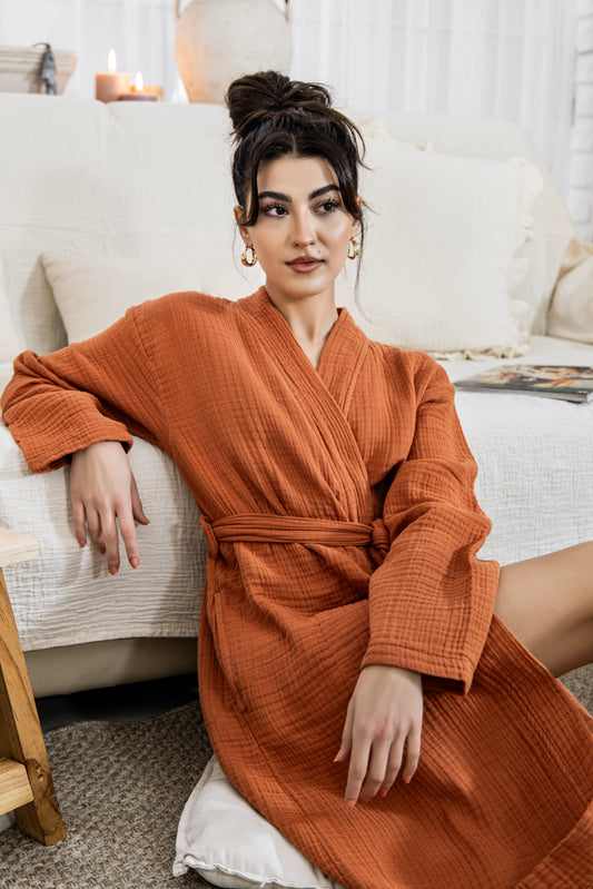 breathable cotton muslin robe