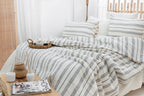 grey striped organic bedding set