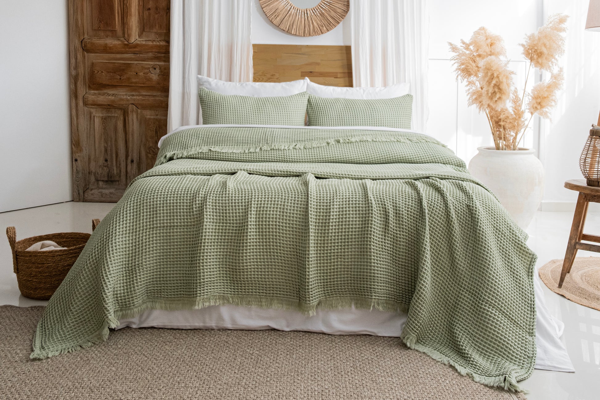 organic waffle cotton blanket queen king