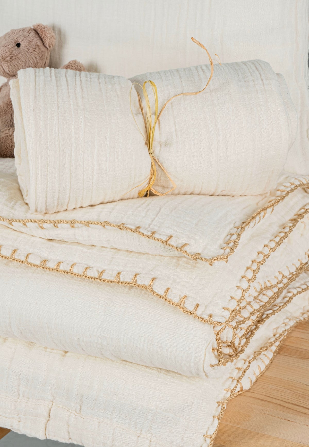 ivory muslin crib bedding
