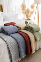 waffle cotton blanket queen king size