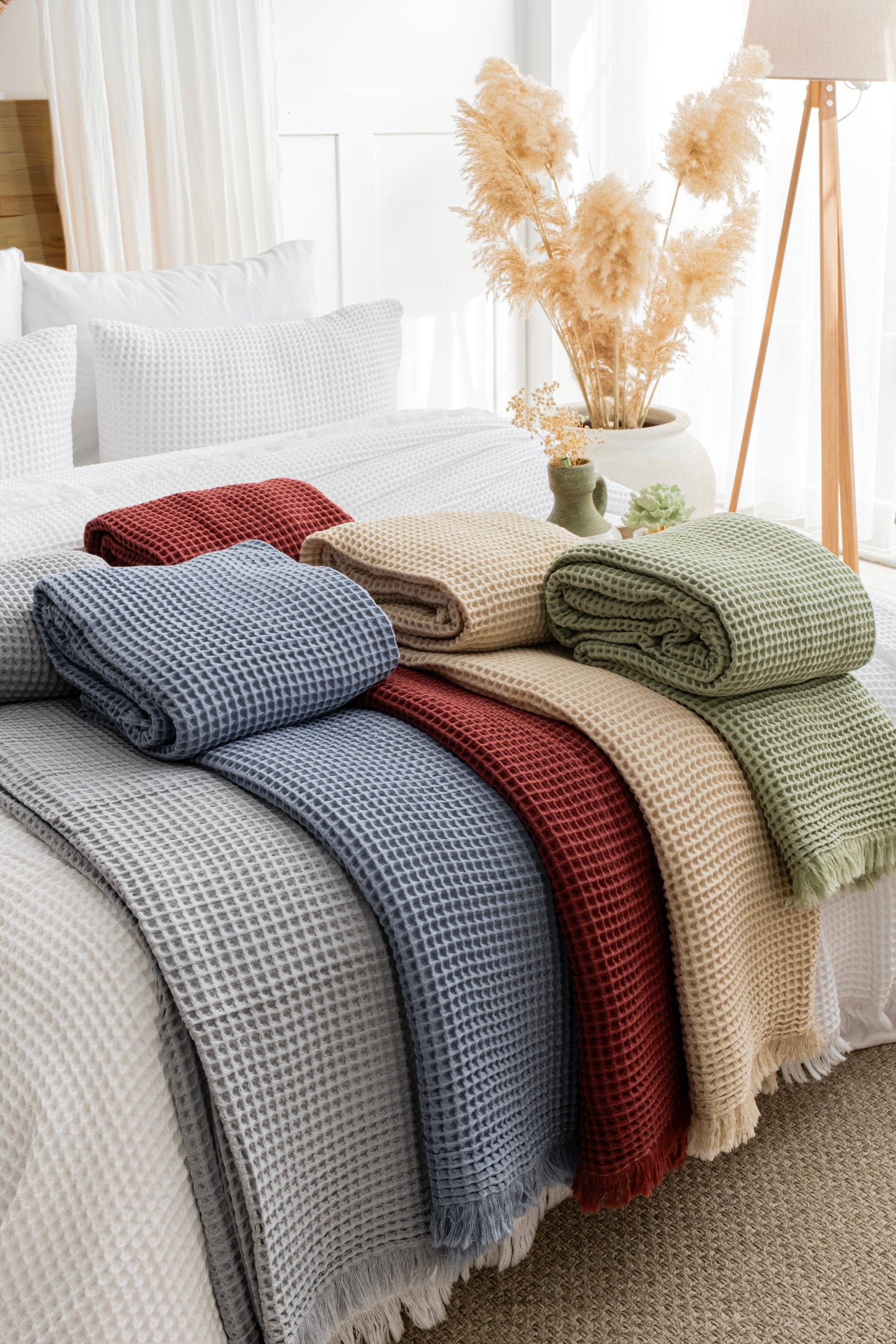 waffle cotton blanket queen king size