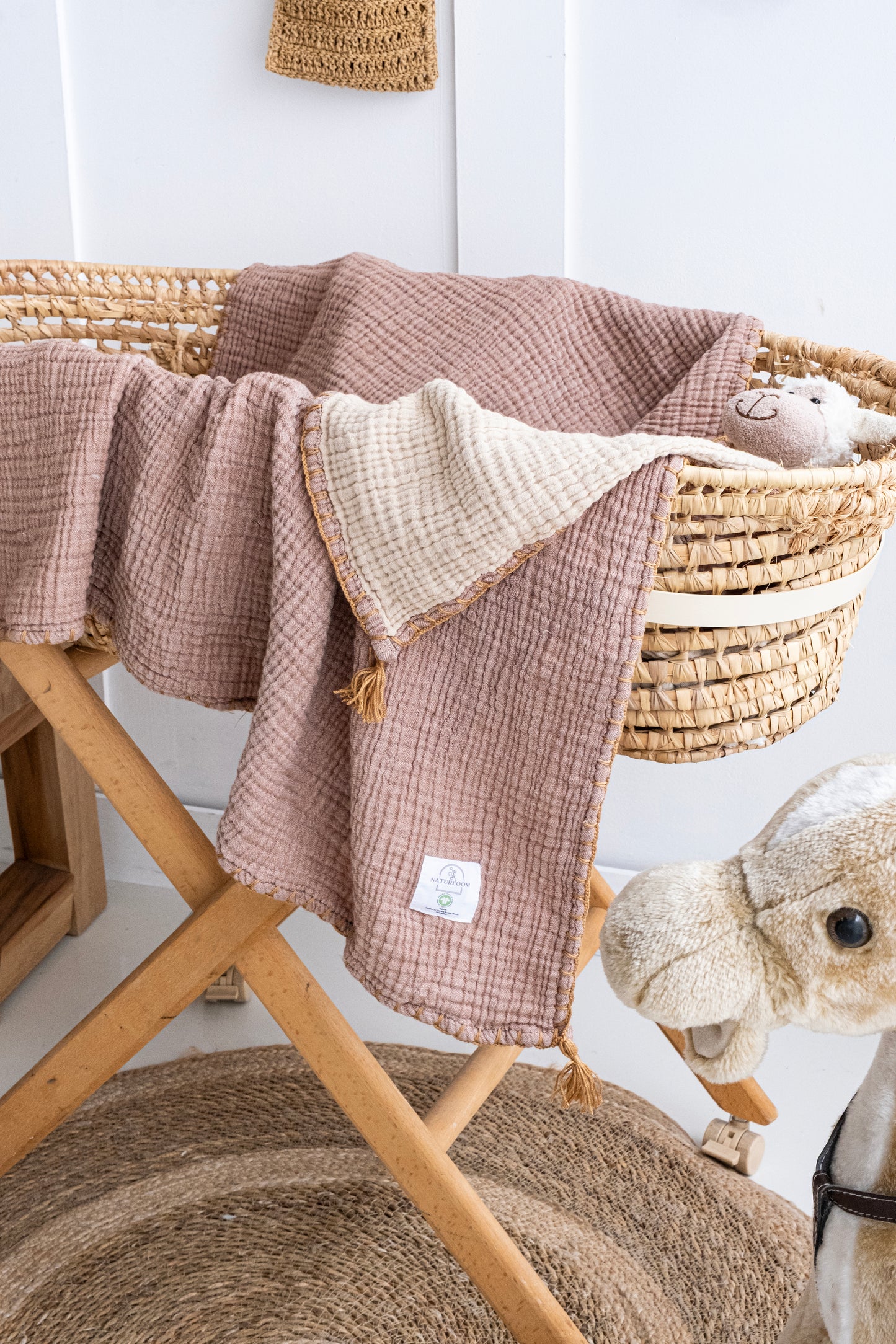 Brown organic muslin swaddle blanket