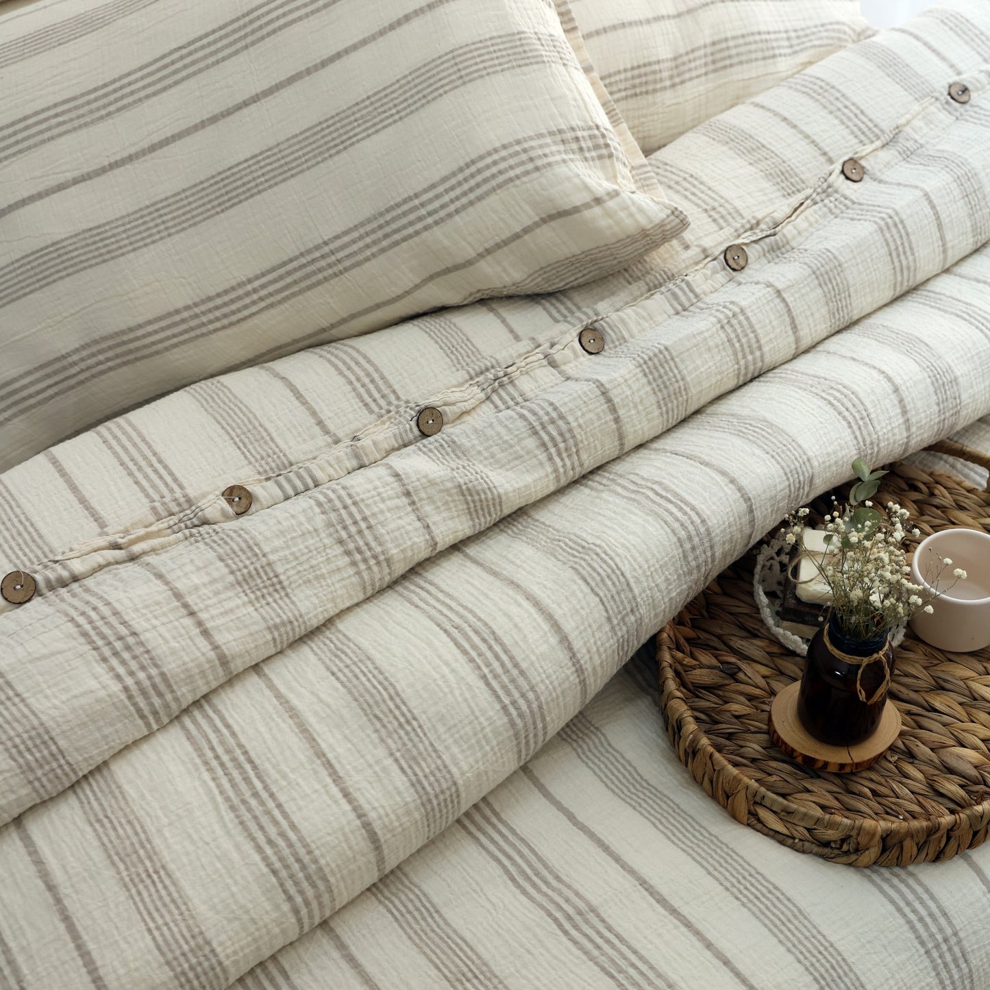 GOTS certified muslin duvet cover designed for sustainable bedding collections