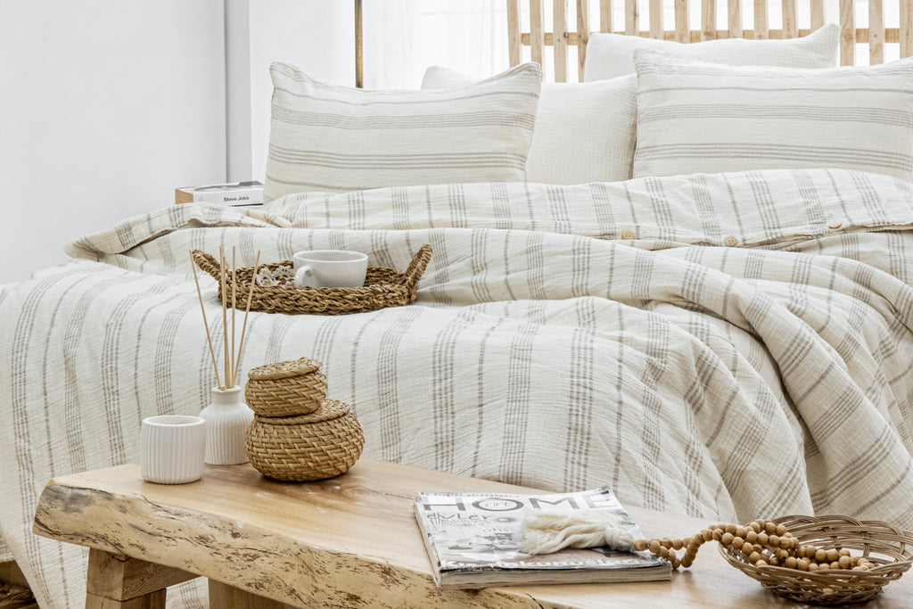 Taupe cotton bedding set