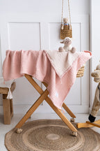 GOTS certified organic muslin baby blanket pink