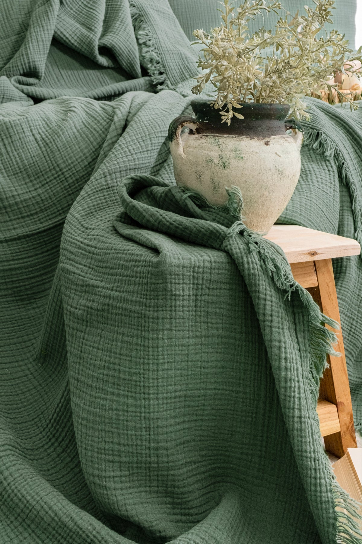 Organic muslin throw blanket