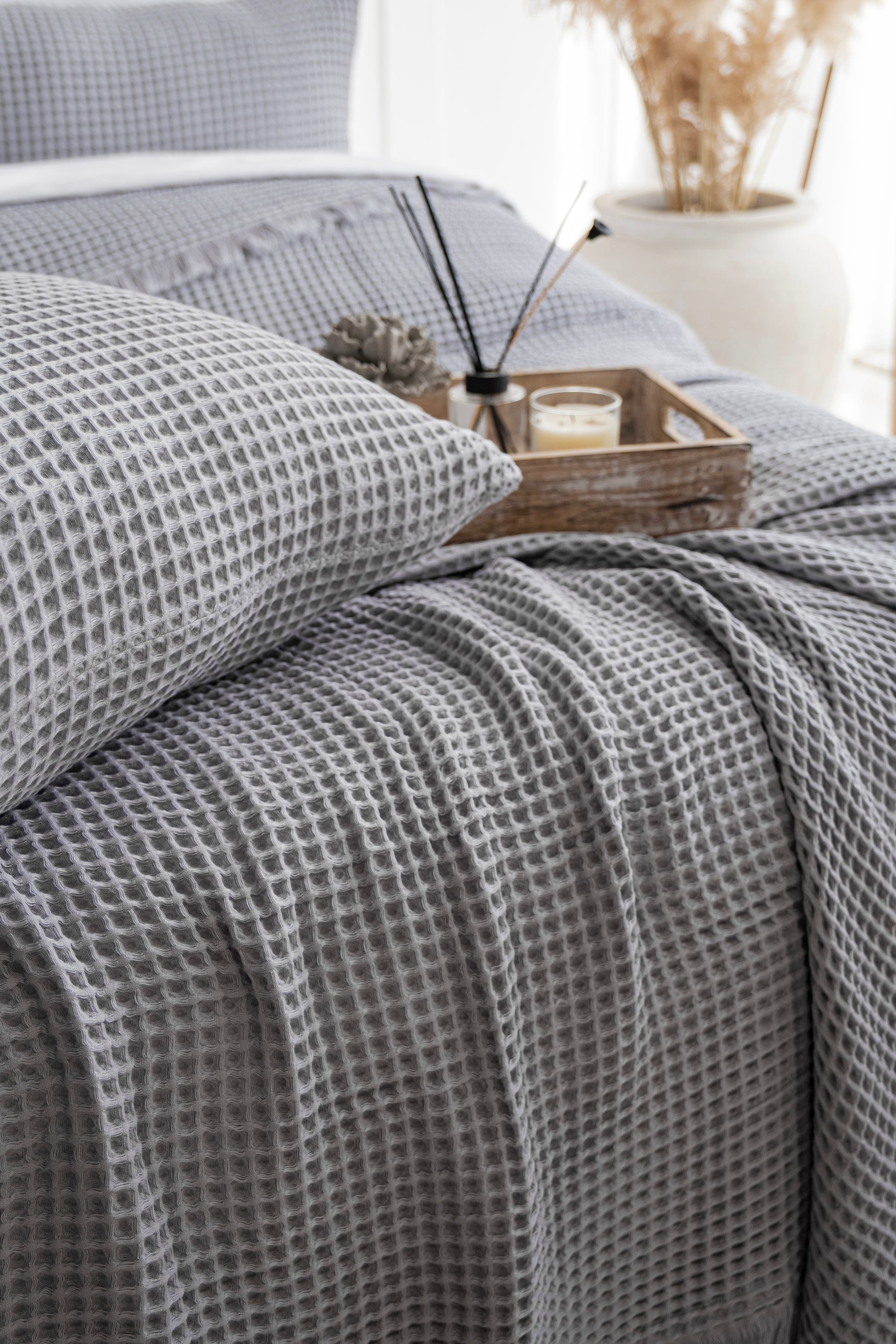 organic waffle blanket with pillowcases