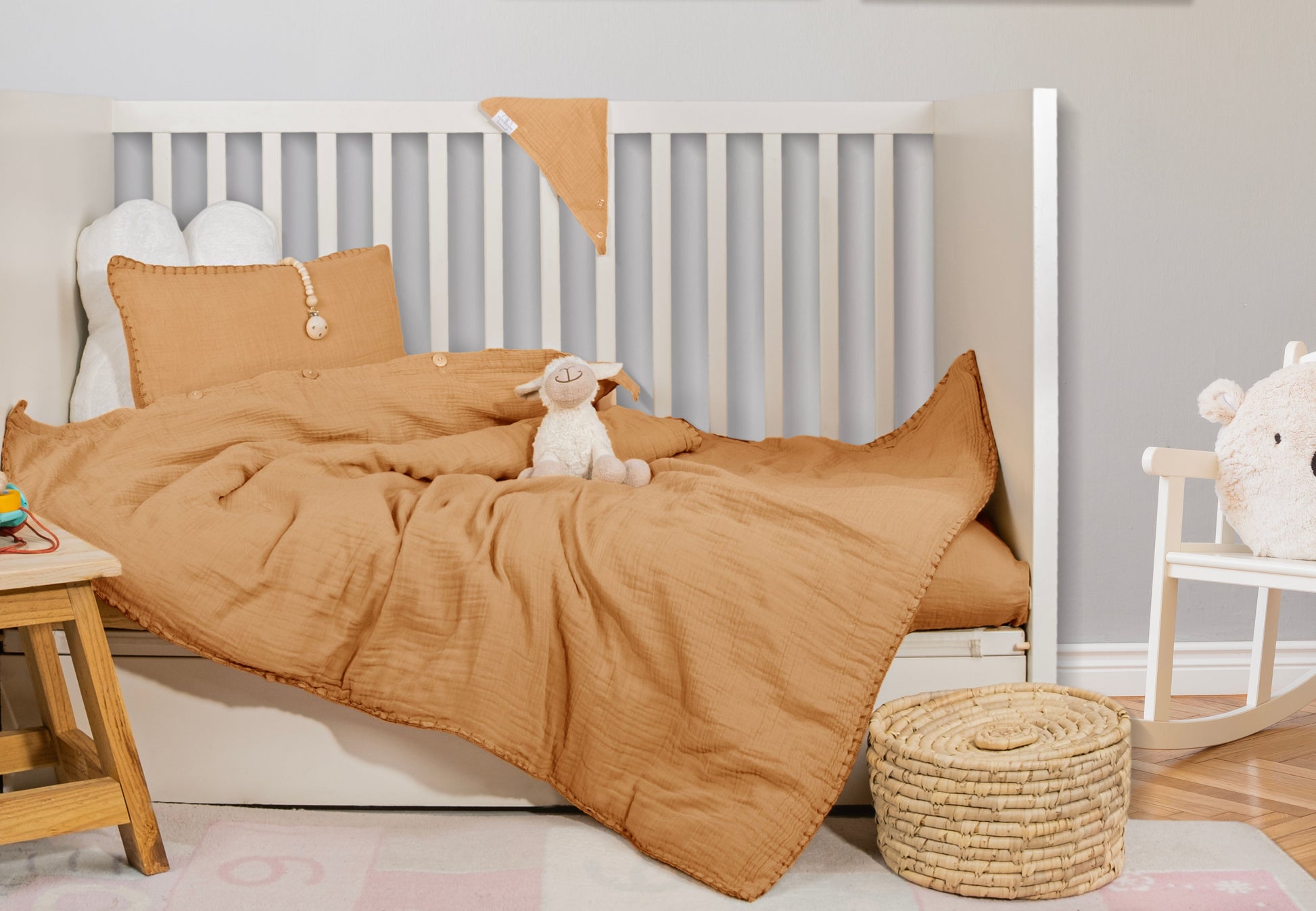 caramel organic baby duvet cover
