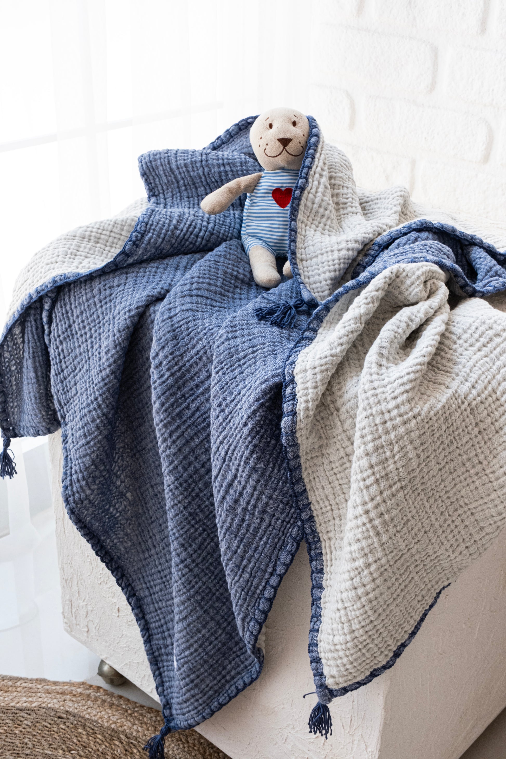 Indigo Organic Muslin Baby Blanket – Soft & Breathable – Naturloom
