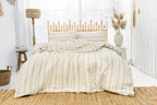 Taupe striped muslin duvet set