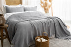 organic cotton waffle blanket with tassels