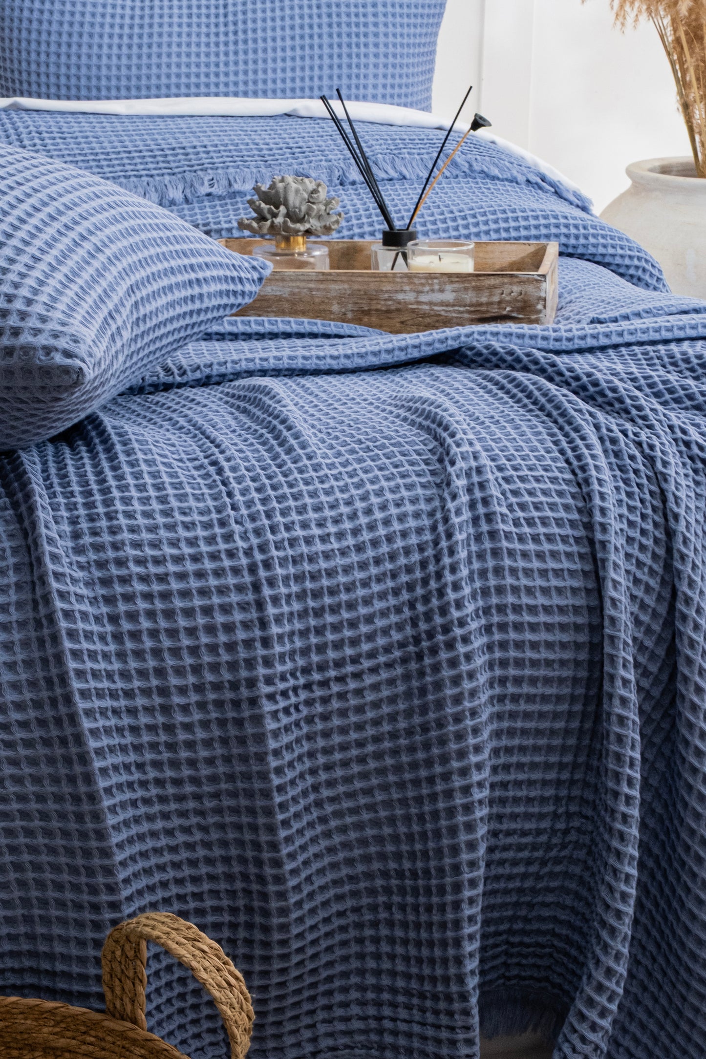 organic cotton Blue blanket for man