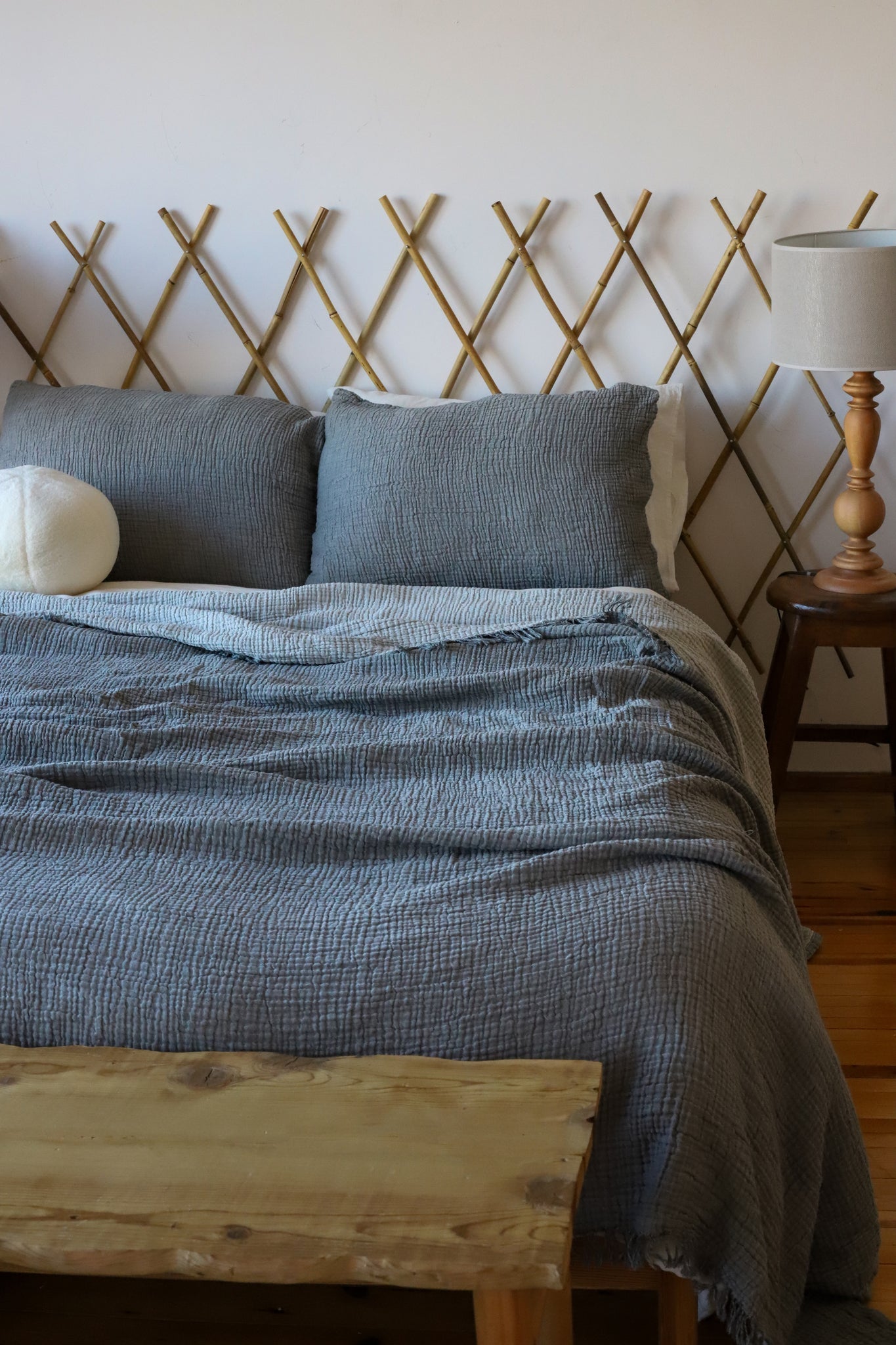 Gray muslin king blanket for adults
