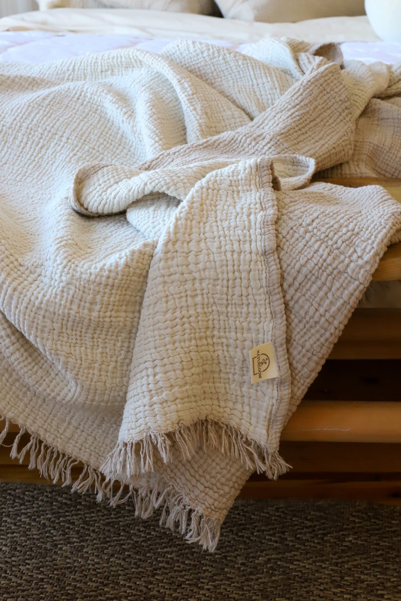 Cotton Muslin Bedspread - Beige - Home All