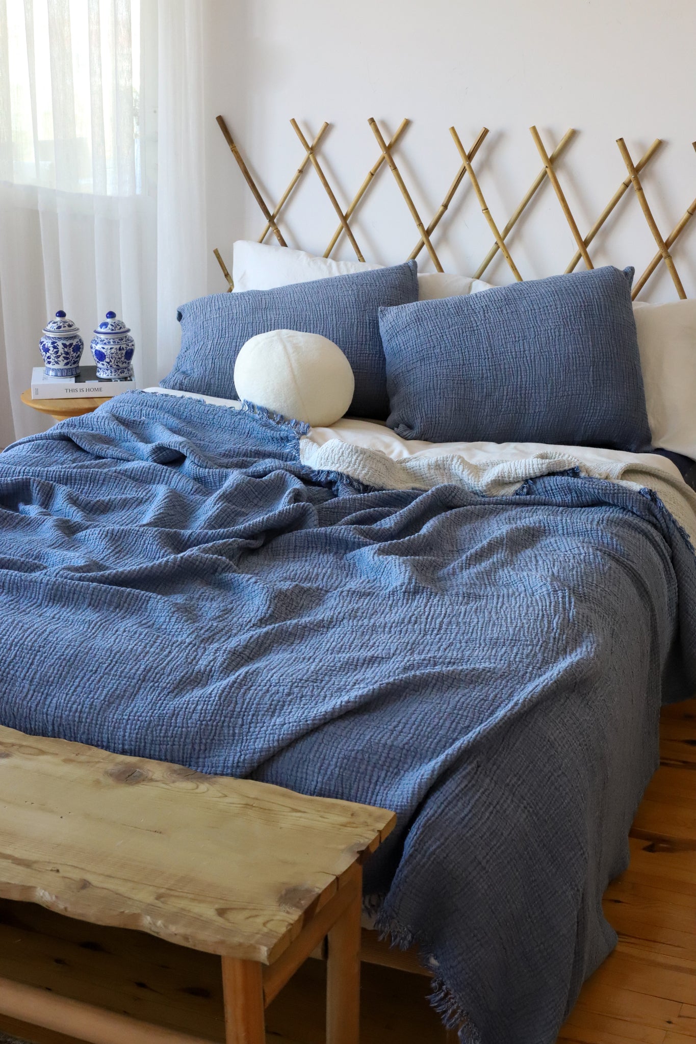 Super Soft Muslin Cotton Blanket Indigo