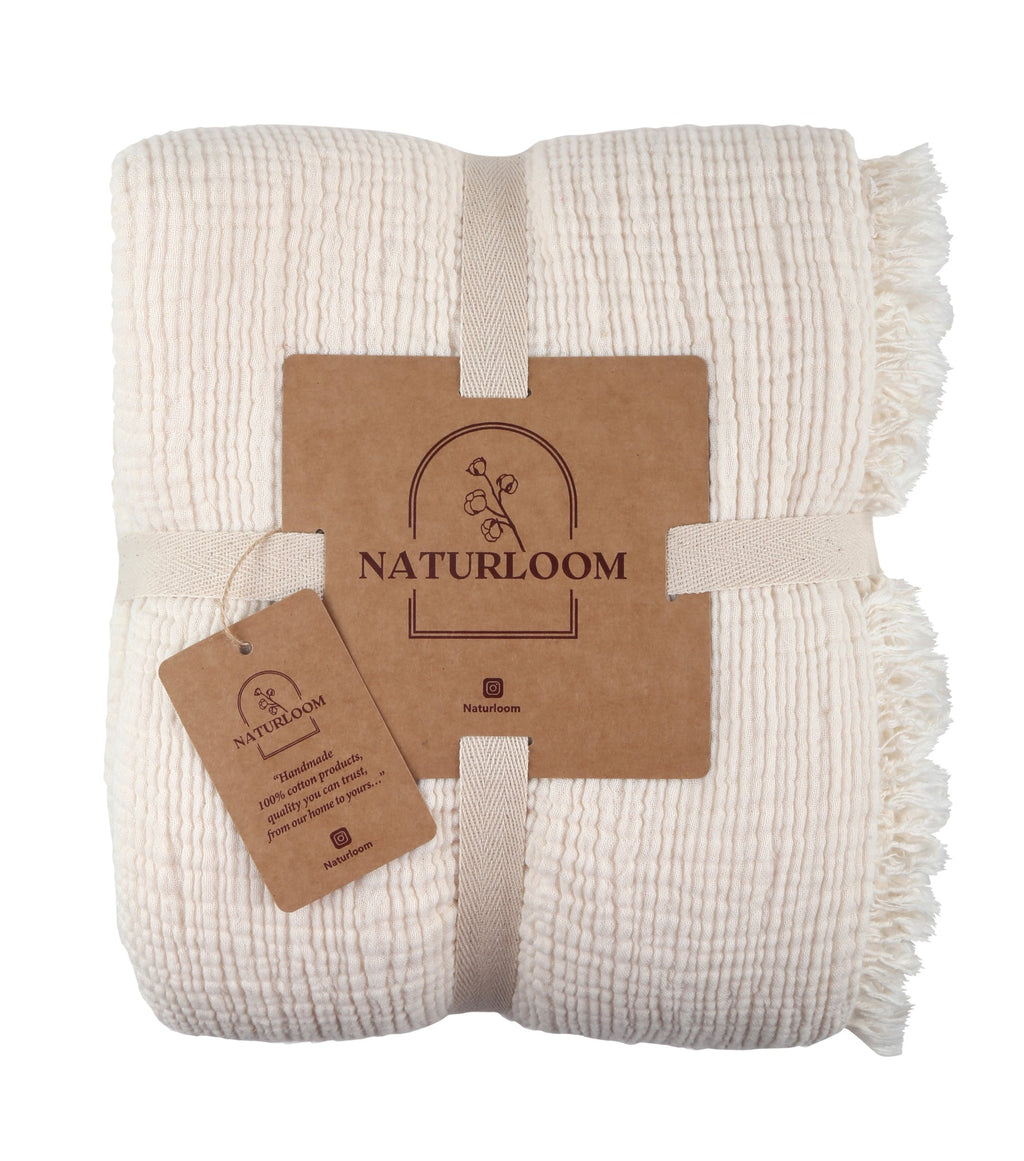 ivory gauze fabric bed cover